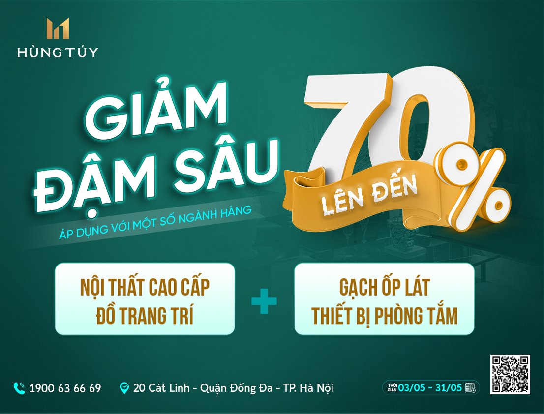 Giảm đậm sâu lên đến 70% một số ngành hàng tại showroom Hùng Túy